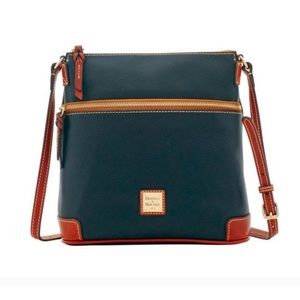 Black Pebble Grain Leather Cross Body Bag